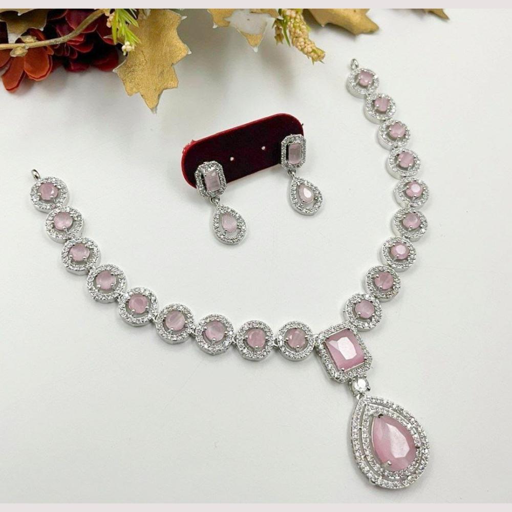 Manisha Jewellery Luxury Rhodium Polish American Diamond Necklace Se