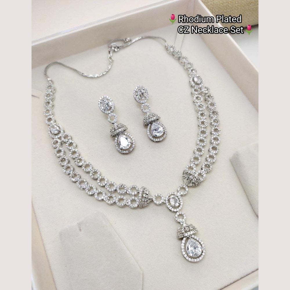 Manisha Jewellery Luxury Rhodium Polish American Diamond Necklace Se