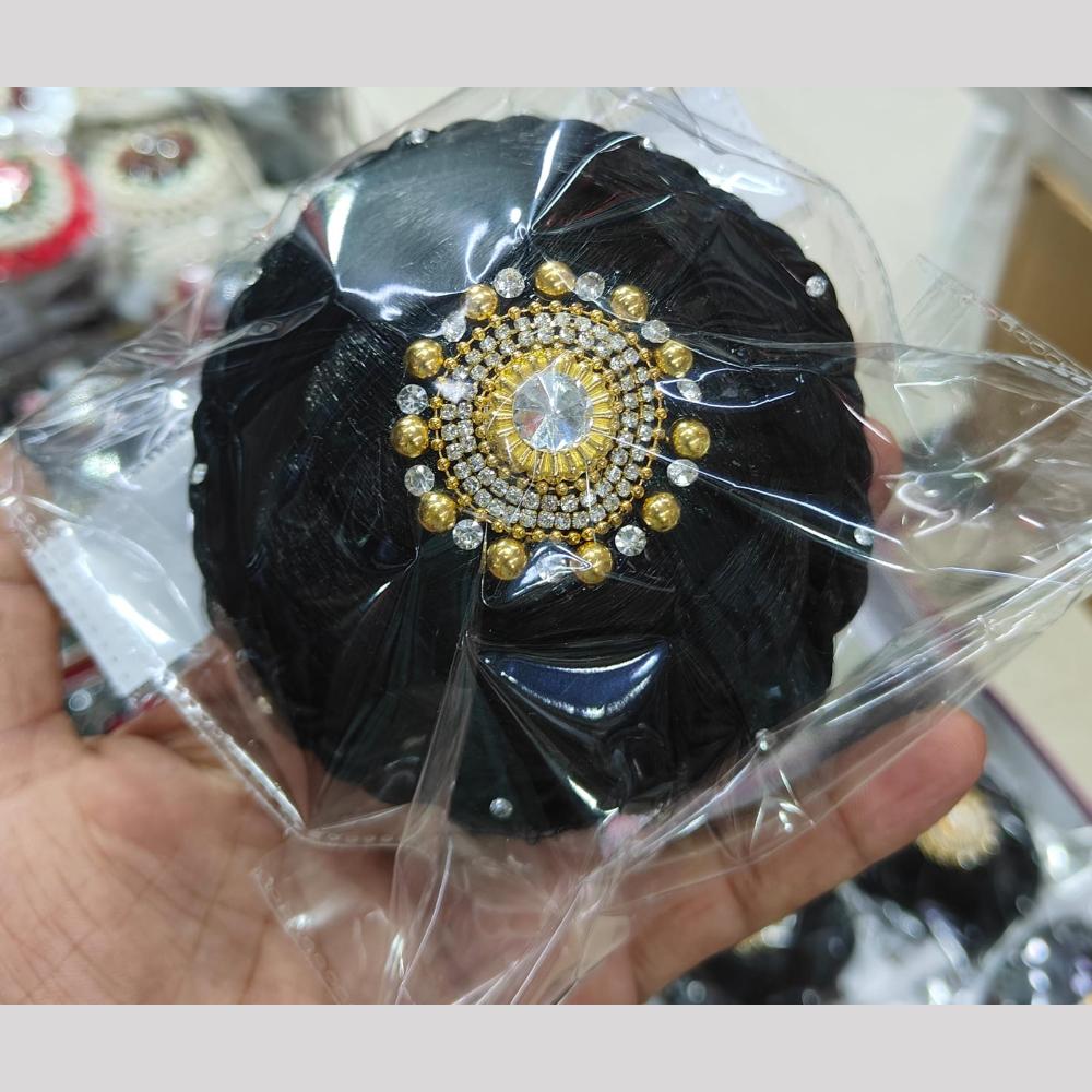 Manisha Jewellery Designer Hair Bun Net Black Mesh With Gold Pear For Ethnic Hairstyles