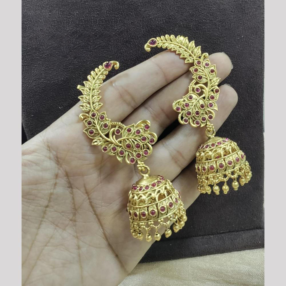 Manisha Jewellery Royal Peacock Jhumki With Sparkling Pota Stone And Dangling Pearls