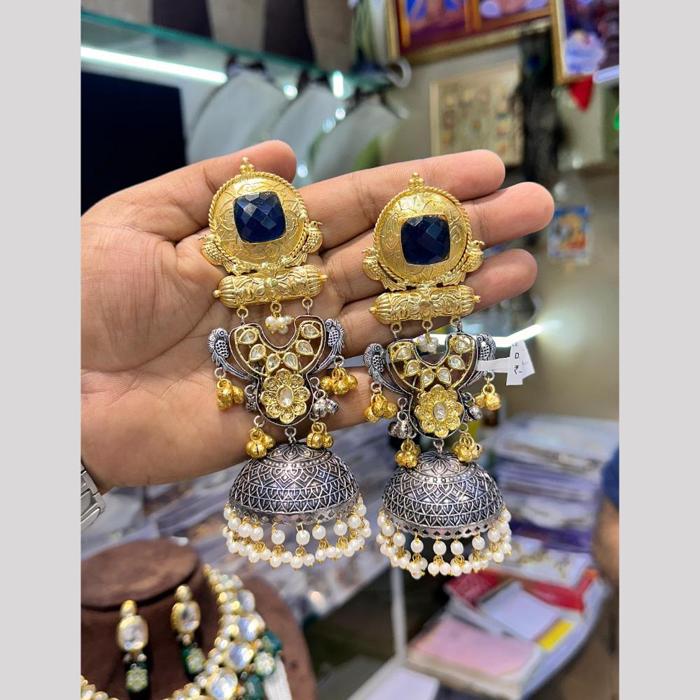 Manisha Jewellery Traditional Collection Graceful Pearl Jhumka Earrings With 2 Tone Finish