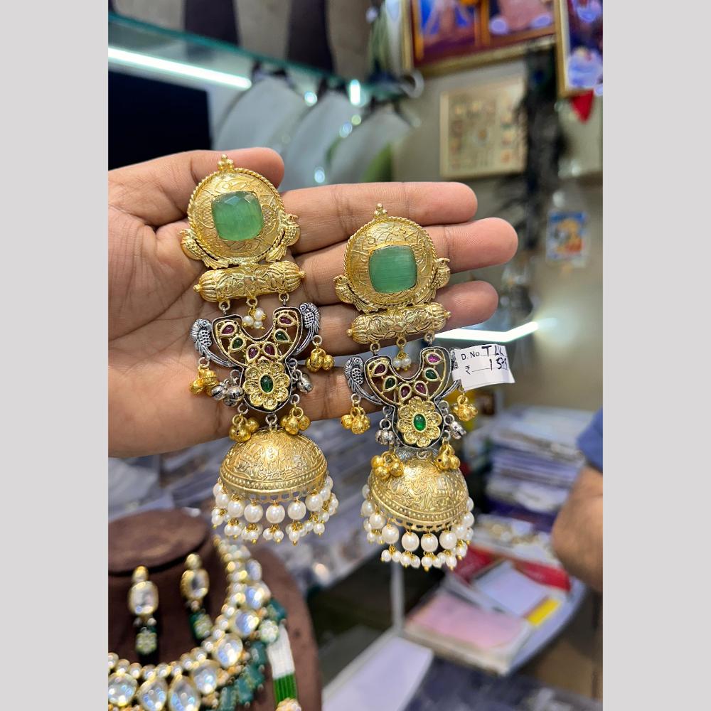 Manisha Jewellery Traditional Collection Graceful Pearl Jhumka Earrings With 2 Tone Finish