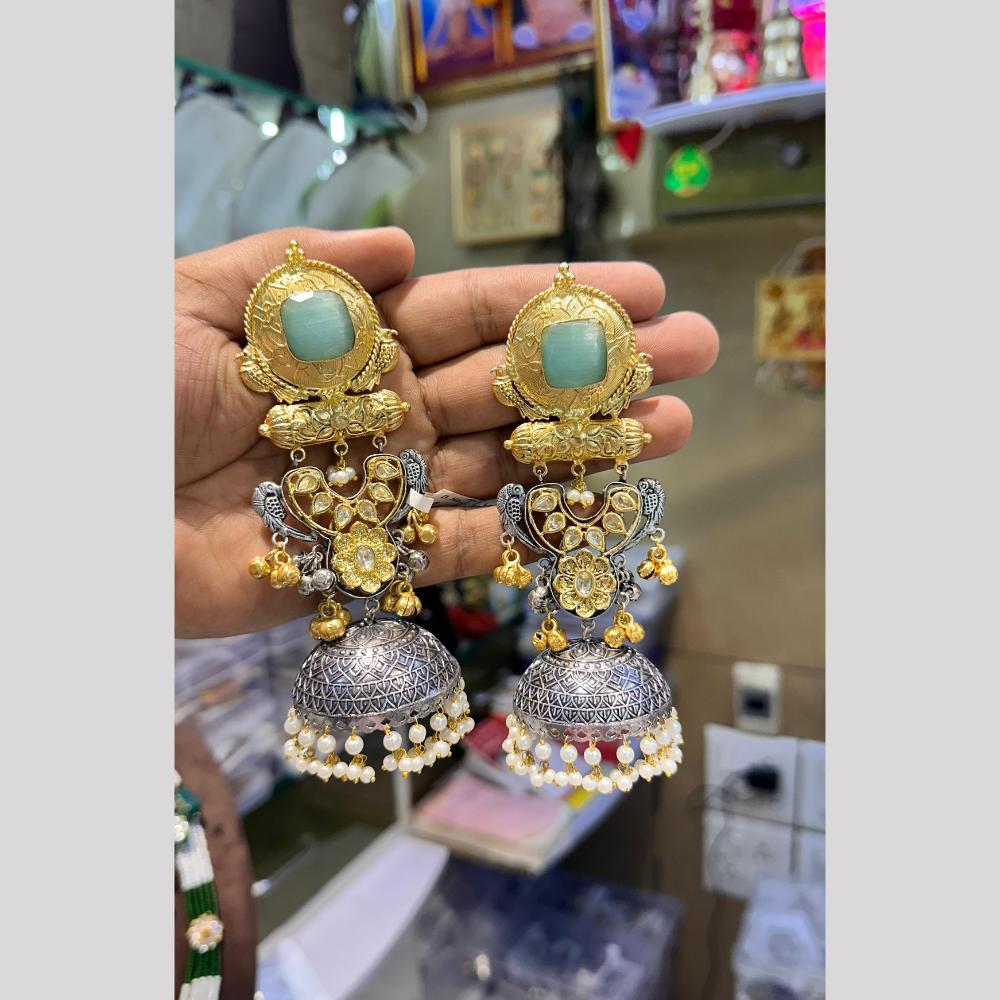 Manisha Jewellery Traditional Collection Graceful Pearl Jhumka Earrings With 2 Tone Finish