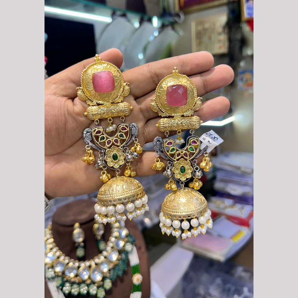 Manisha Jewellery Traditional Collection Graceful Pearl Jhumka Earrings With 2 Tone Finish