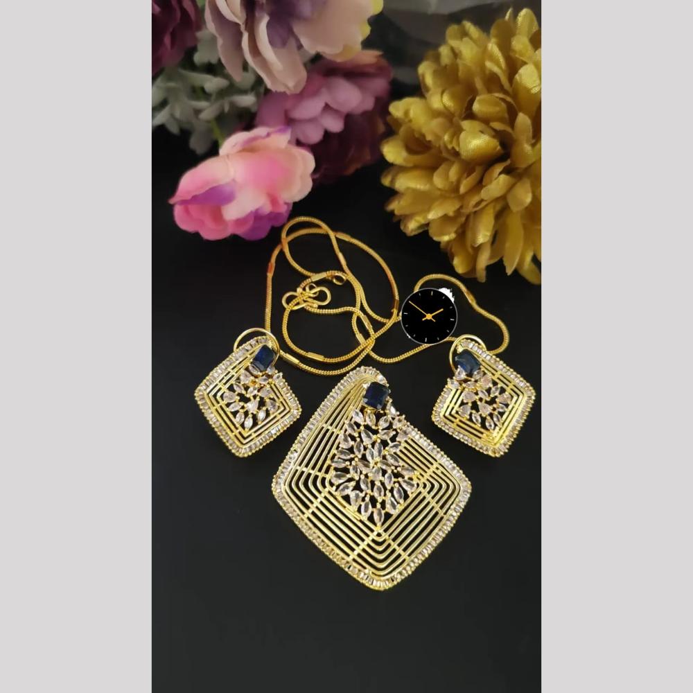 Manisha Jewellery Delicate American Diamonds Pendent Set With Chain Elegant Charm  For Women And Girls