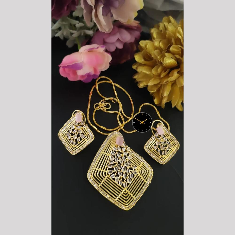 Manisha Jewellery Delicate American Diamonds Pendent Set With Chain Elegant Charm  For Women And Girls