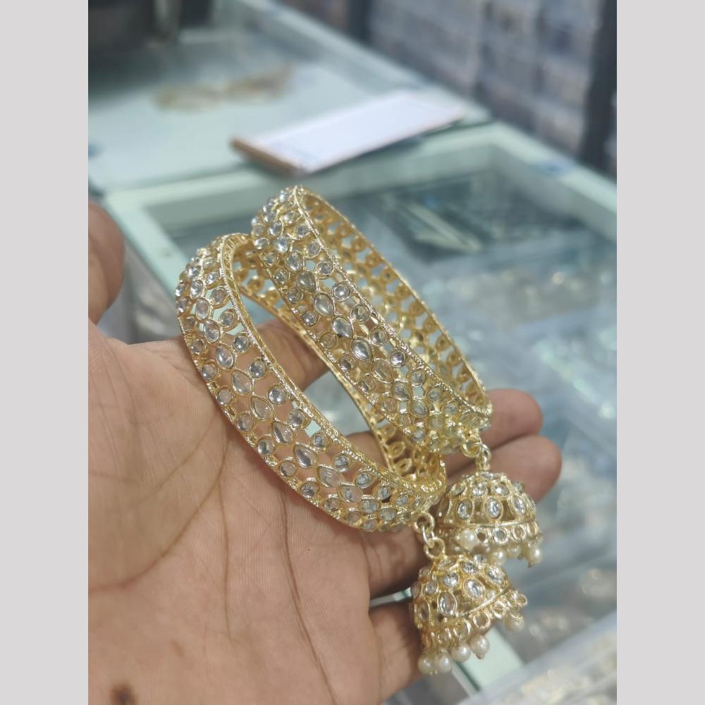 Manisha Jewellery Elegant Kundan And Pearl Bangle Set Subtle Sparkle With A Touch Of Tradition