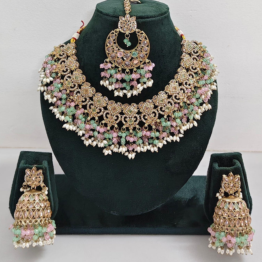 Manisha Jewellery Styled to Shine Crystal Stone And Beads Elegant Necklace Set