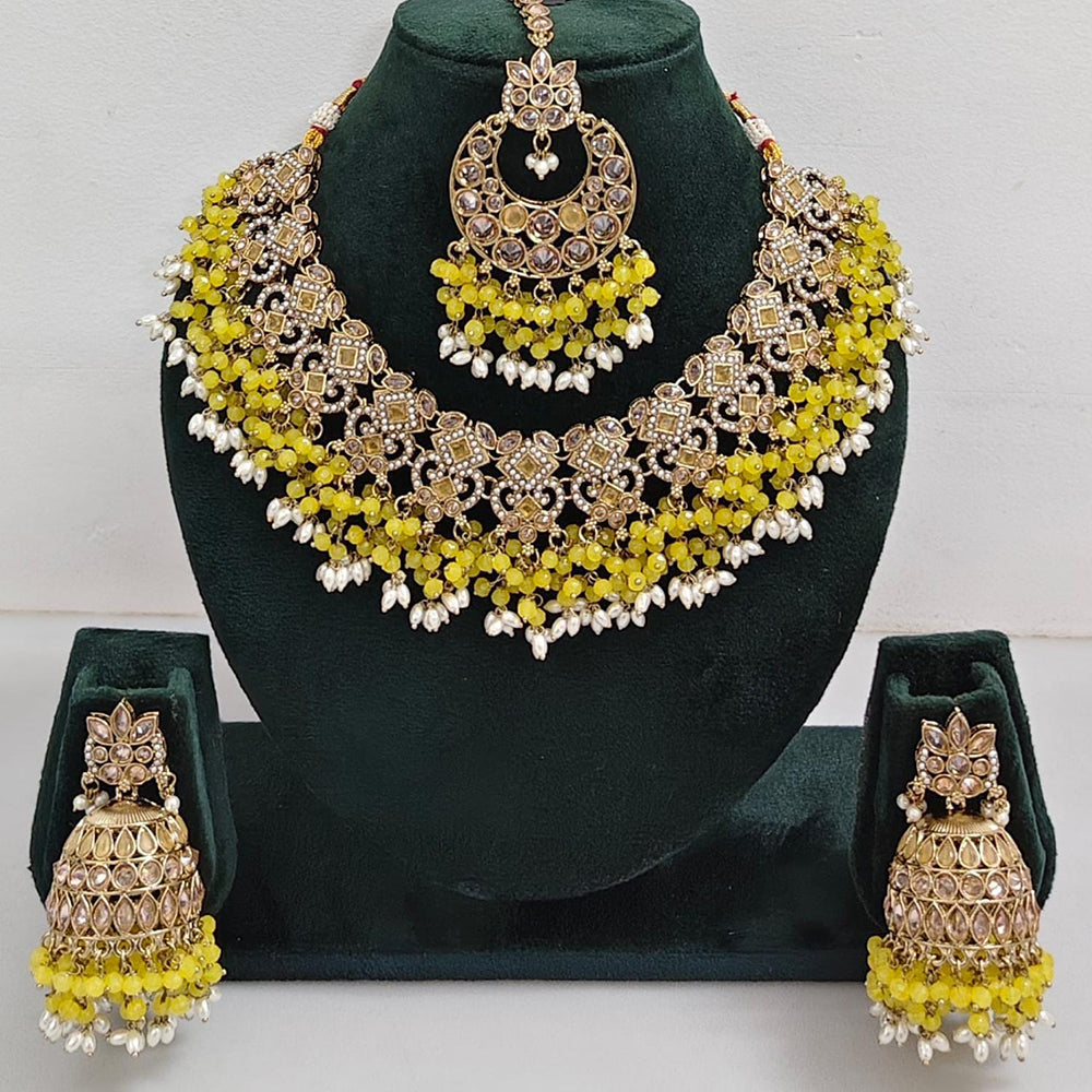 Manisha Jewellery Styled to Shine Crystal Stone And Beads Elegant Necklace Set