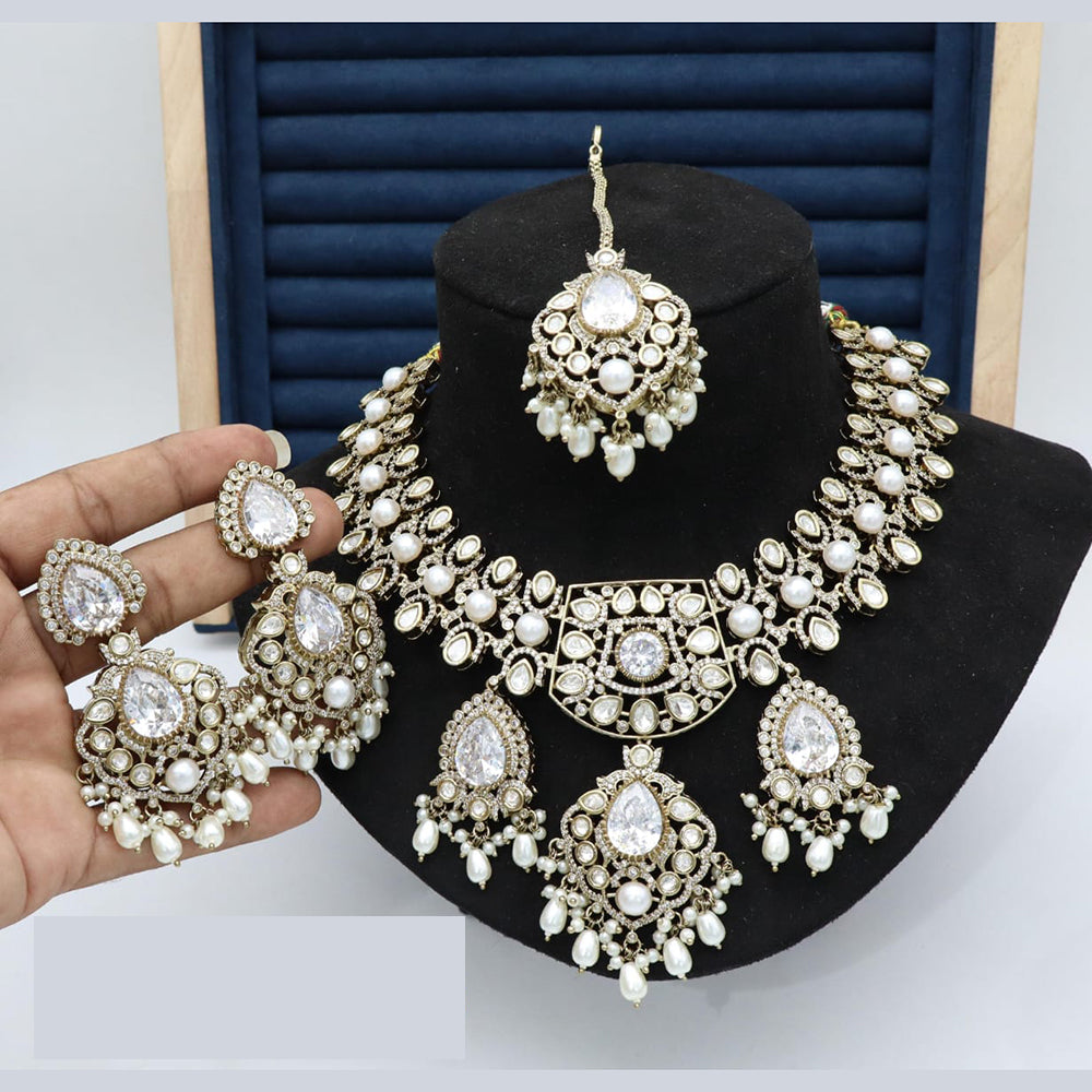 Manisha Jewellery Styled to Shine Crystal Stone And Beads Elegant Necklace Set