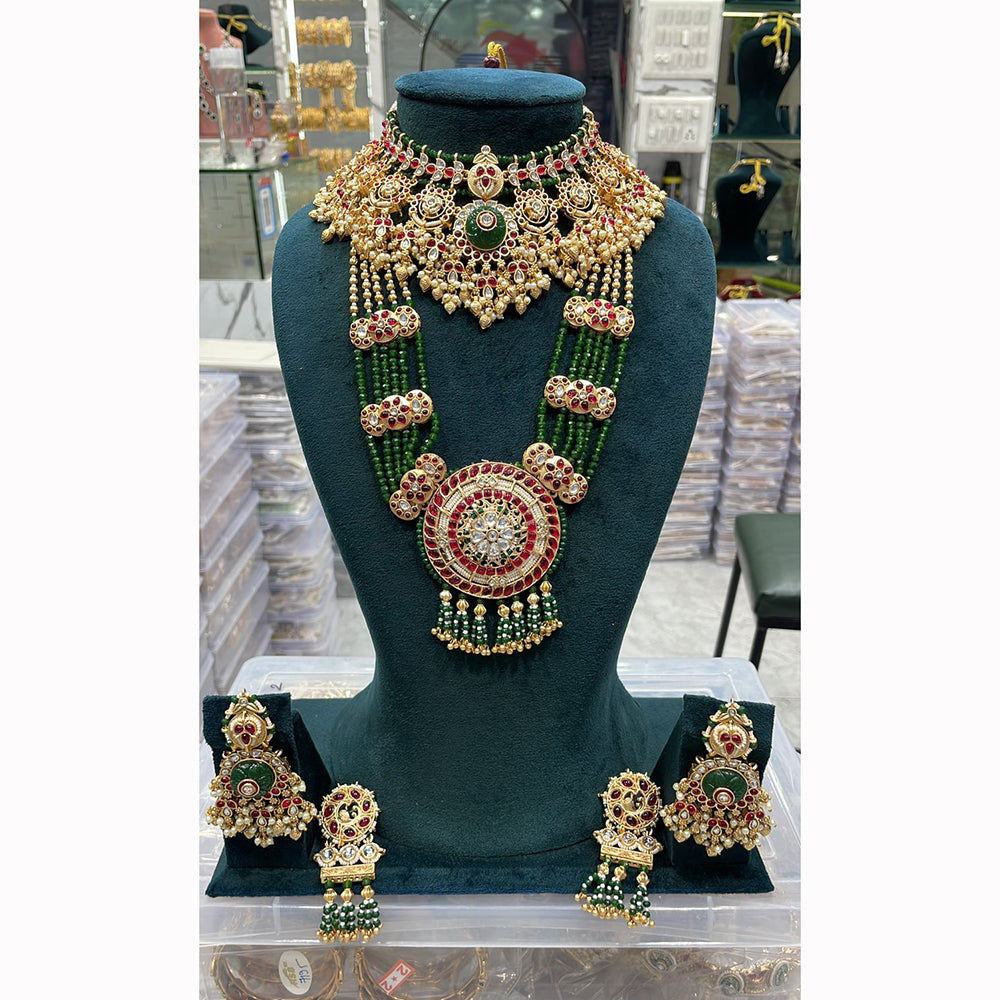 Manisha Jewellery Traditional Pota And Pearl Necklace Combo Set Perfet For Wedding