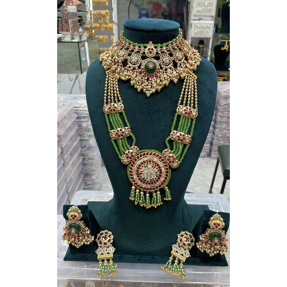 Manisha Jewellery Traditional Pota And Pearl Necklace Combo Set Perfet For Wedding