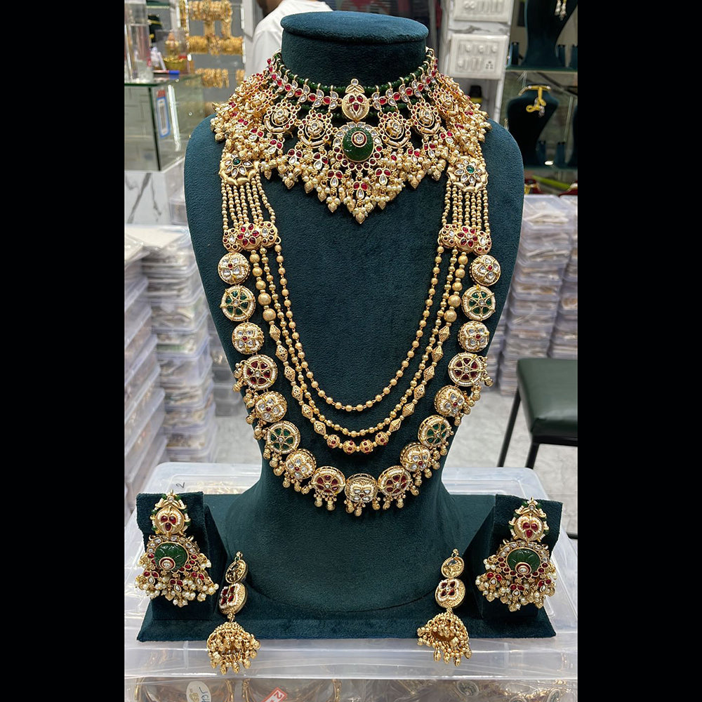 Manisha Jewellery Traditional Pota And Pearl Necklace Combo Set Perfet For Wedding