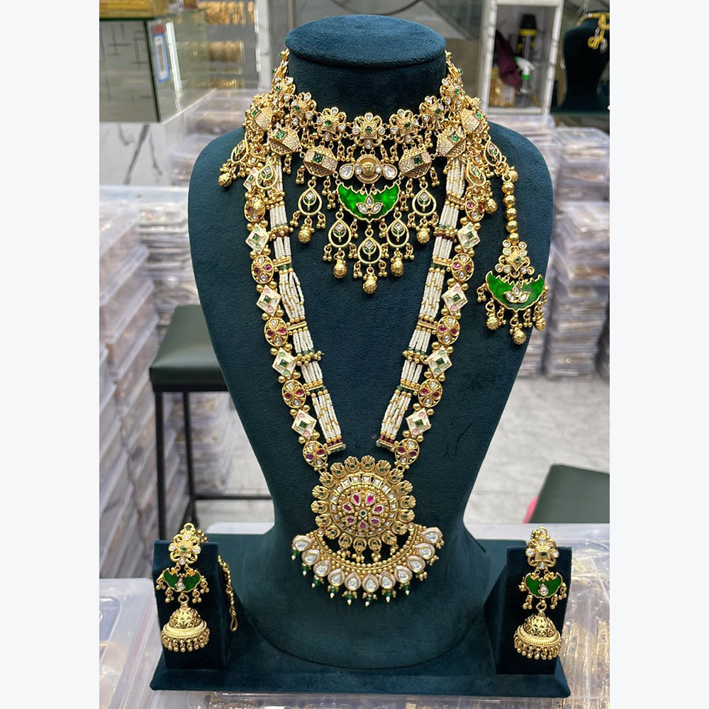 Manisha Jewellery Traditional Pota And Pearl Necklace Combo Set Perfet For Wedding