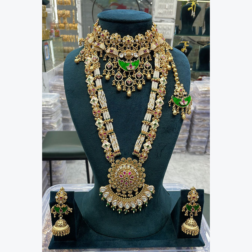 Manisha Jewellery Traditional Pota And Pearl Necklace Combo Set Perfet For Wedding