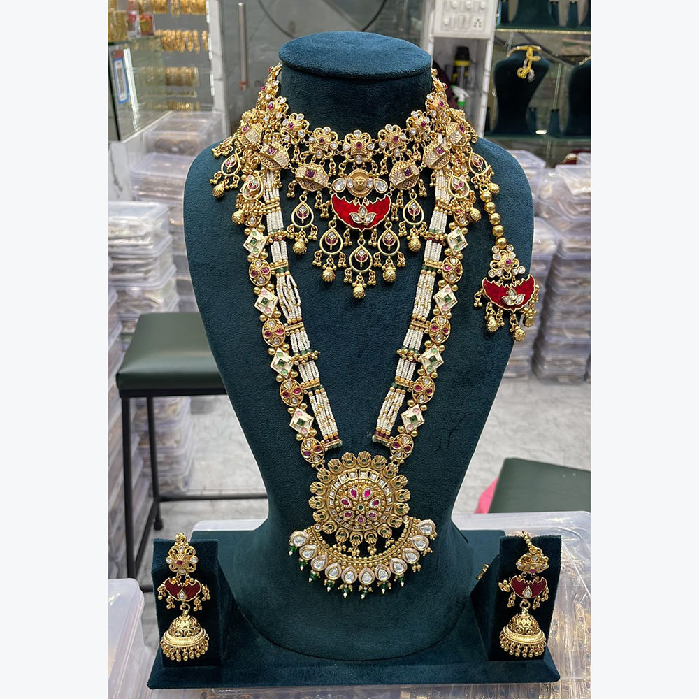 Manisha Jewellery Traditional Pota And Pearl Necklace Combo Set Perfet For Wedding