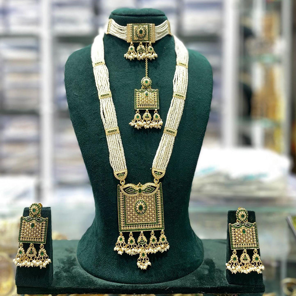 Manisha Jewellery Traditional Pota And Pearl Necklace Combo Set Perfet For Wedding