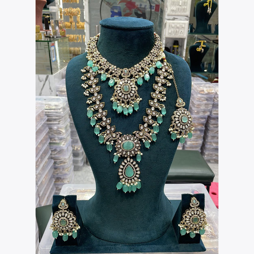 Manisha Jewellery Traditional Pota And Pearl Necklace Combo Set Perfet For Wedding