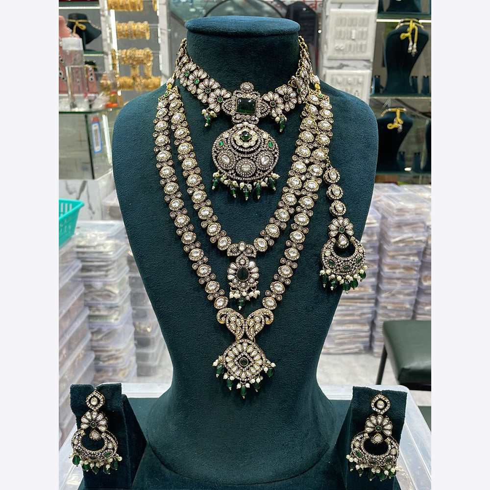 Manisha Jewellery Traditional Pota And Pearl Necklace Combo Set Perfet For Wedding
