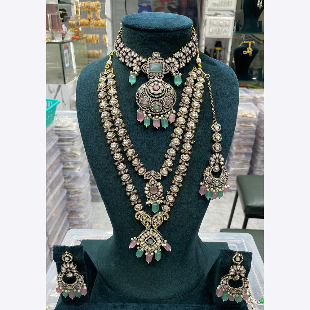 Manisha Jewellery Traditional Pota And Pearl Necklace Combo Set Perfet For Wedding