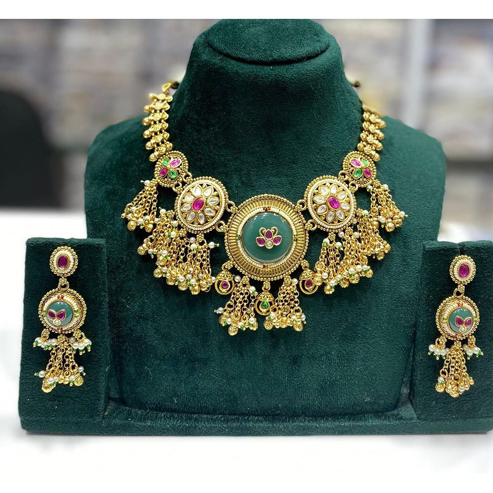 Manisha Jewellery Maharani Pota Stone and Dangling Bells Necklace Set