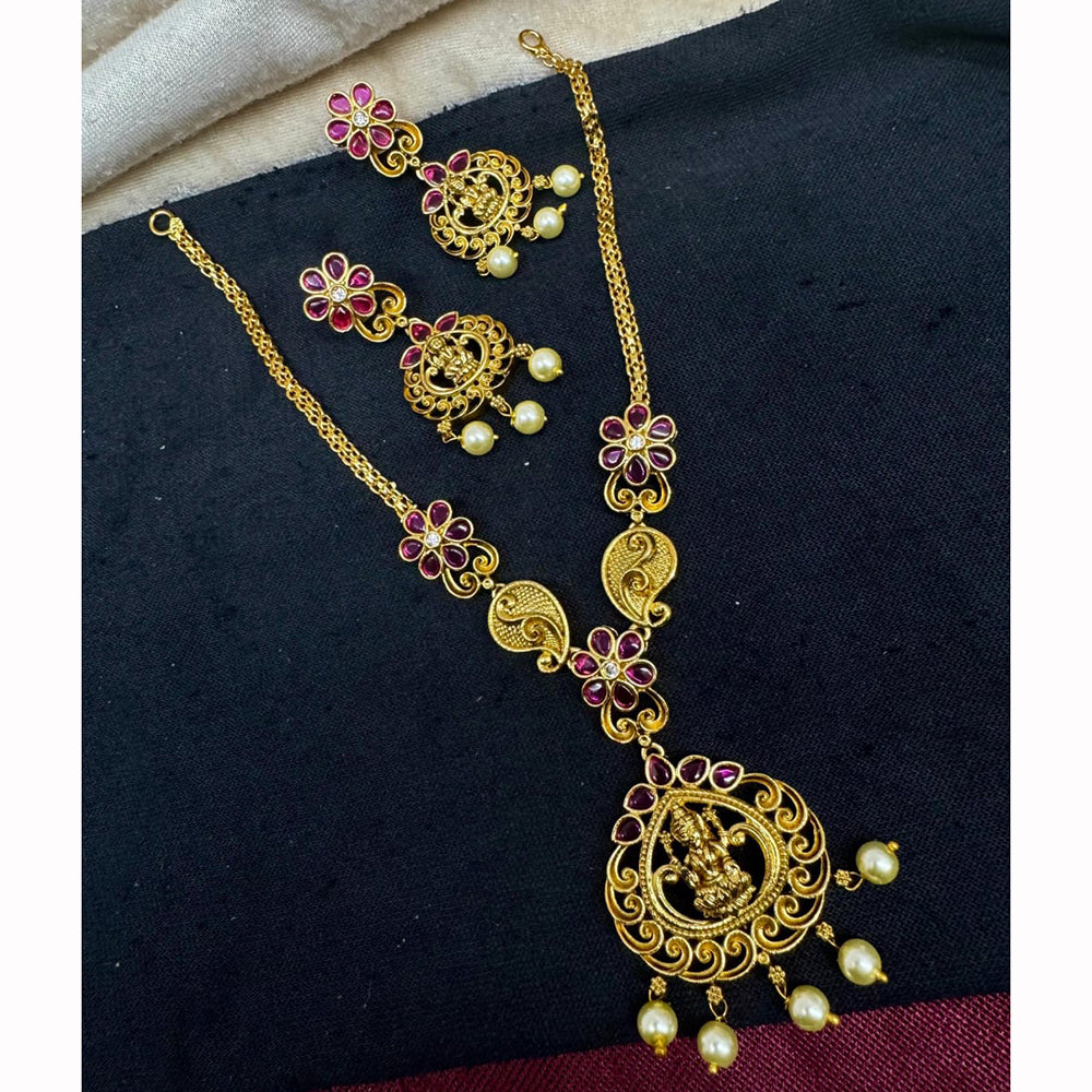 Manisha Jewellery Classic Temple With Pota Stone And Pearls Necklace Set