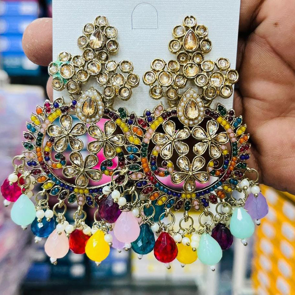 Manisha Jewellery Trendy Crystal Stone And Multicolor Pearl Hanging Earrings