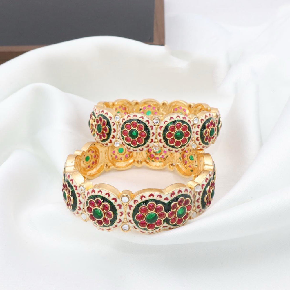 Manisha Jewellery Premium Kundan Stone And Meenakari Bangles Set