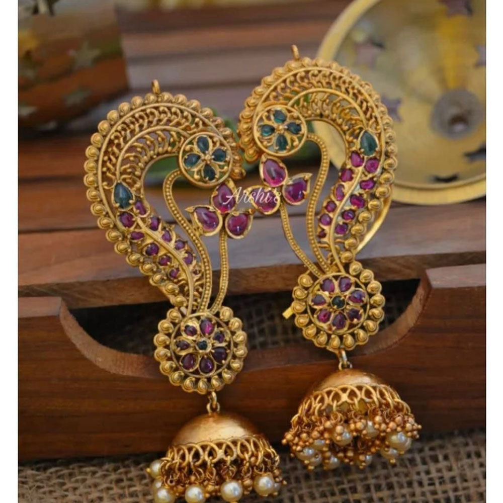 Manisha Jewellery Traditional Pota Stone And Pearl Earcuff Jhumki