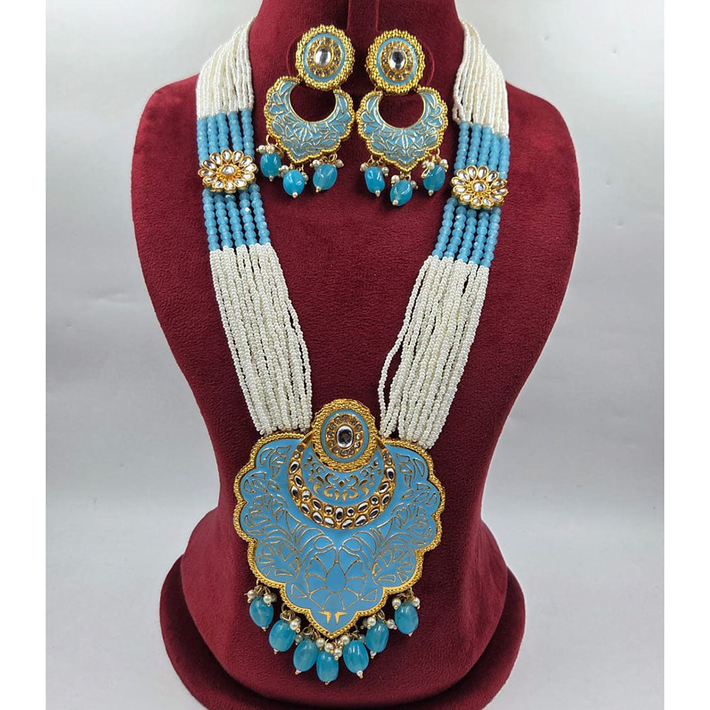 Manisha Jewellery Designer Kundan Stone And Meenakari Long Necklace Set