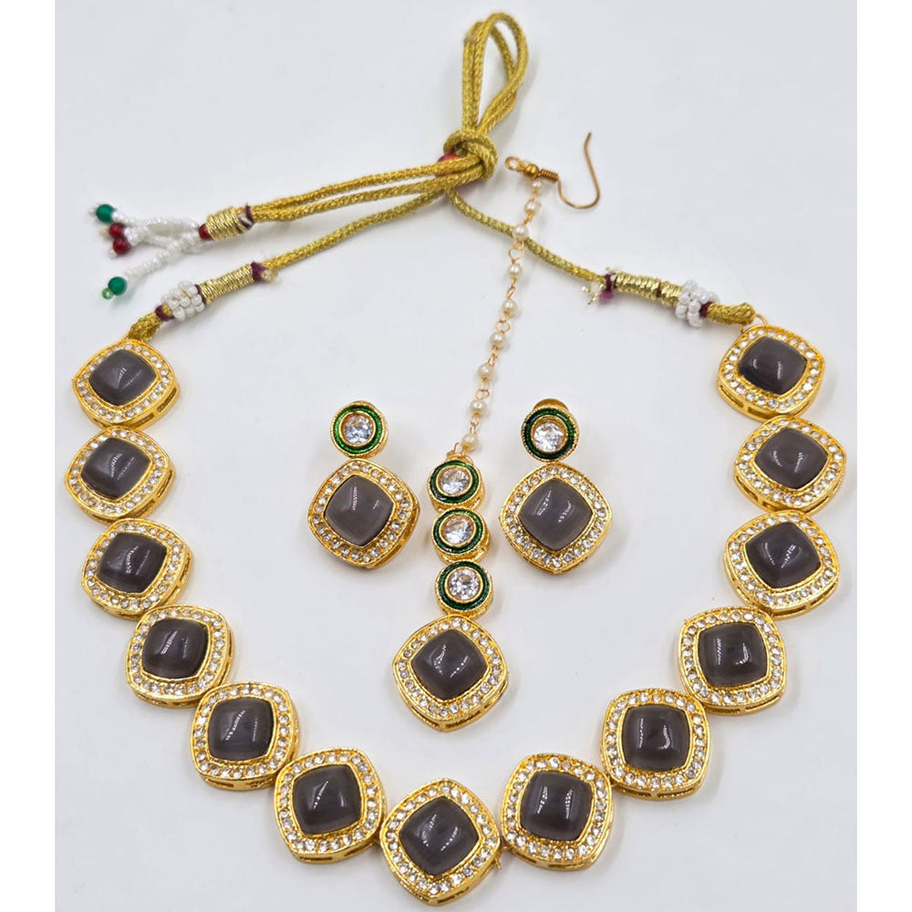 Manisha Jewellery Royal Austrian And Pota Stone Necklace Set