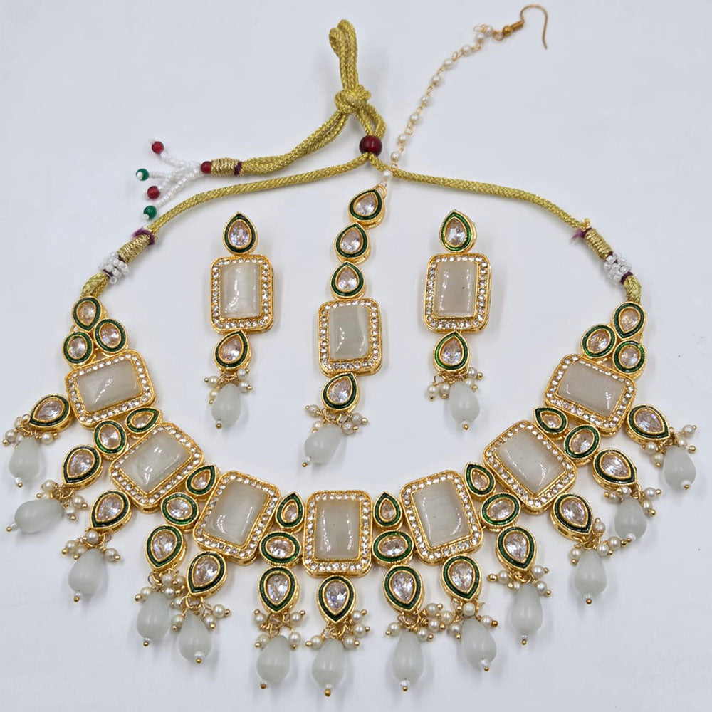 Manisha Jewellery Royal Austrian And Pota Stone Beads Necklace Set