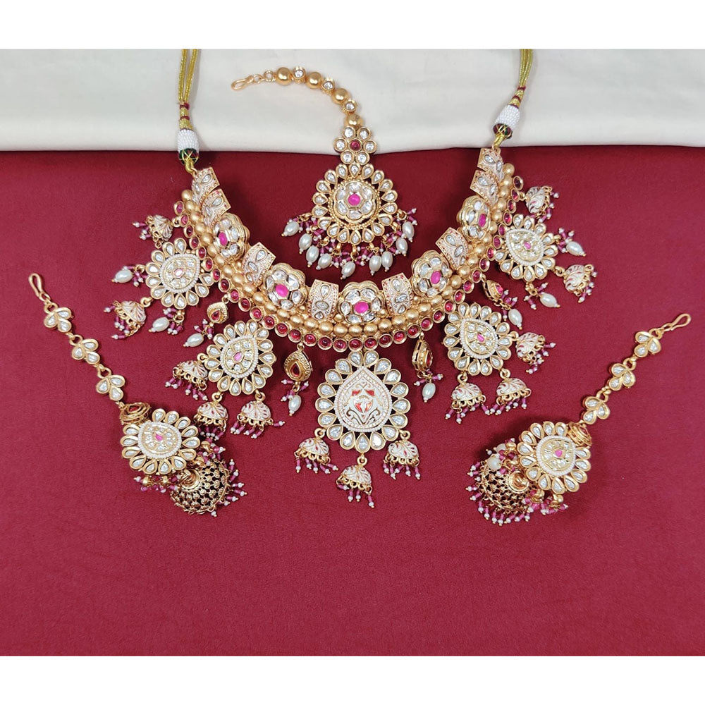 Manisha Jewellery Rajasthani Style Pota Stone And Beads Meenakari Choker Necklace Set