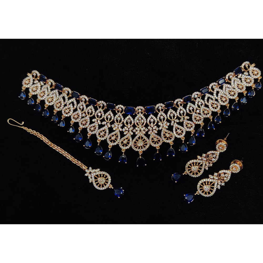 Manisha Jewellery American Diamond Designer Choker Necklace Set