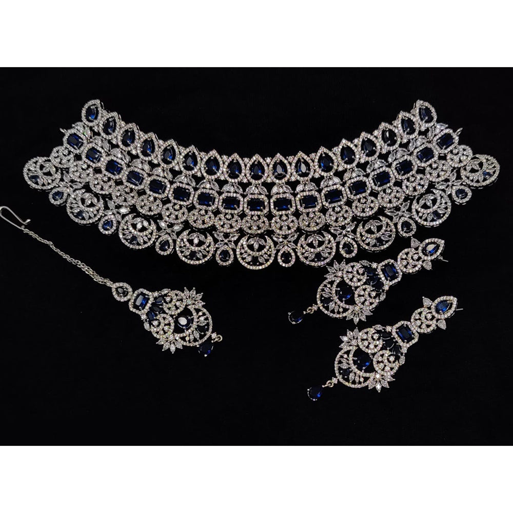 Manisha Jewellery American Diamond Designer Choker Necklace Set