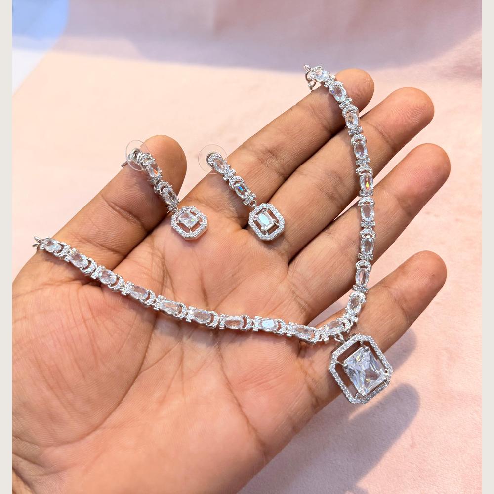 Manisha Jewellery Premium American Diamond Designer Necklace Set