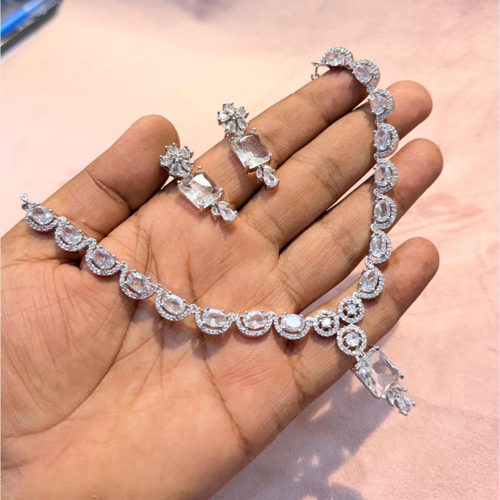 Manisha Jewellery Premium American Diamond Designer Necklace Set
