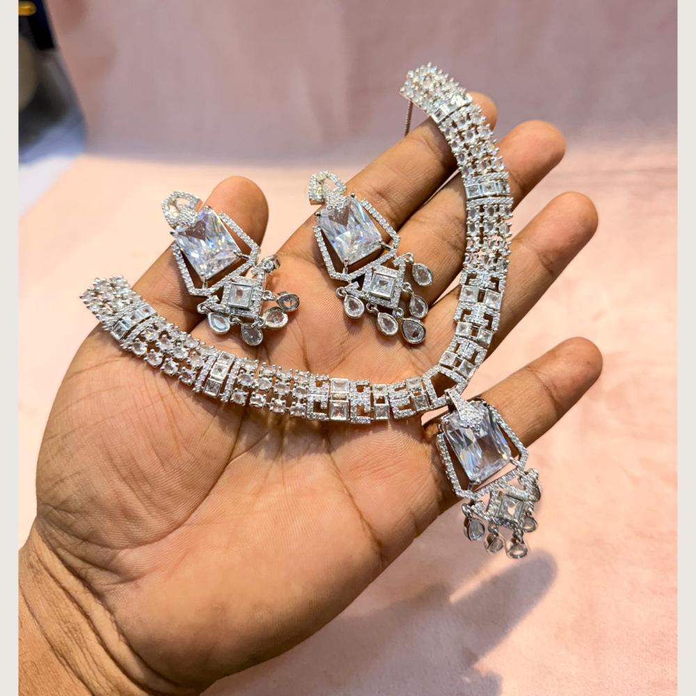 Manisha Jewellery Premium American Diamond Designer Necklace Set