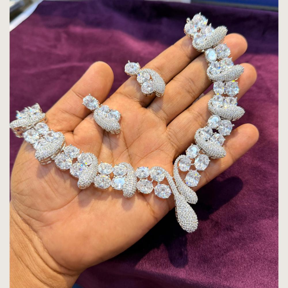 Manisha Jewellery Premium American Diamond Designer Necklace Set