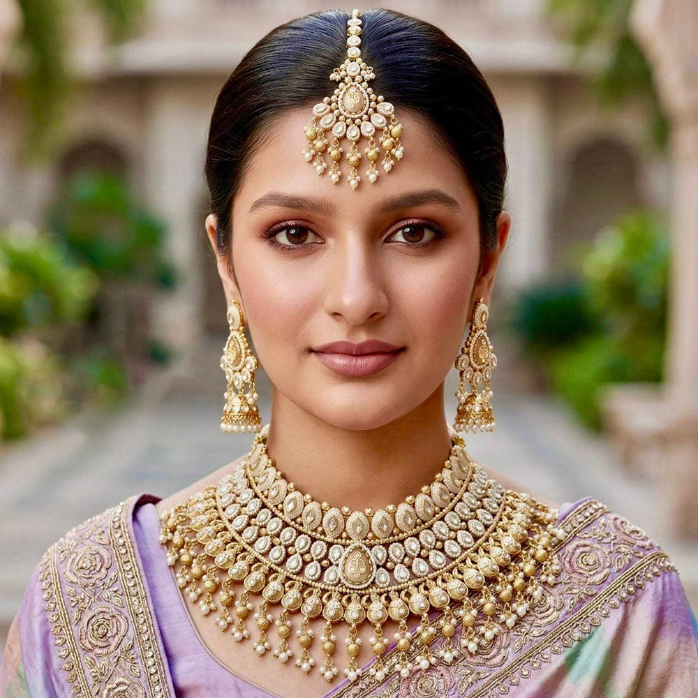 Manisha Jewellery Traditional Pota Stone Pearl And Beads Choker Necklace Set