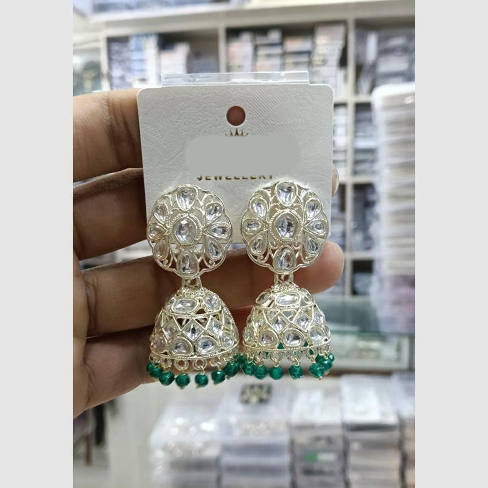 Manisha Jewellery Grand Kundan Stone And Pearl Jhumki Earrings