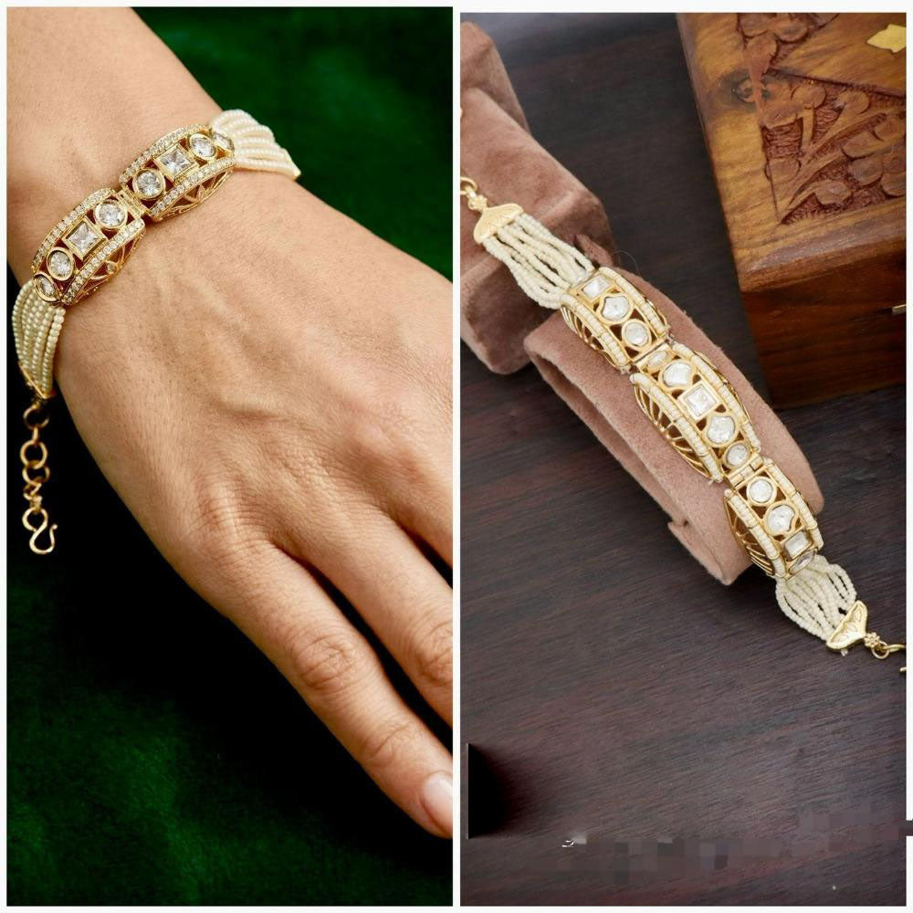 Manisha Jewellery Premium Polki Kundan Austrian Stone Adjustable Bracelet