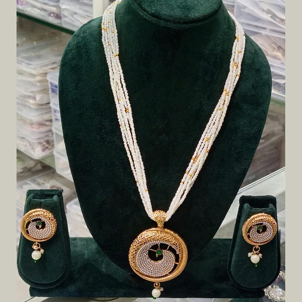 Manisha Jewellery Trendy Pota Stone Pearl Long Necklace Set