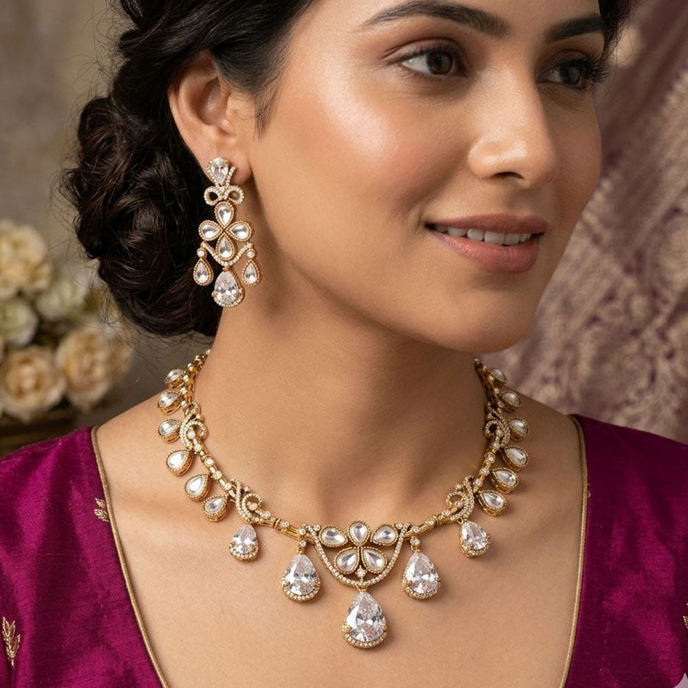Manisha Jewellery Royal Crystal Stone Statement Necklace Set