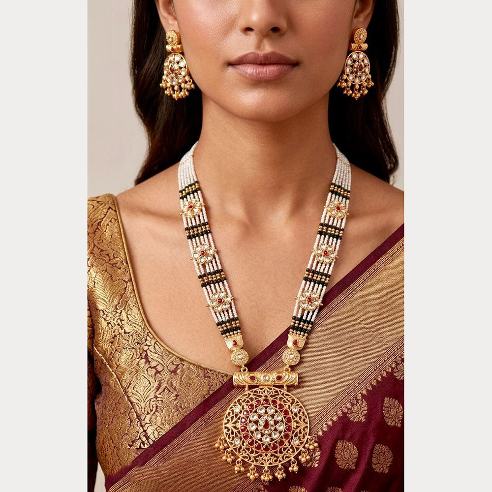 Manisha Jewellery Premium Pota Stone And Pearl Necklace Set