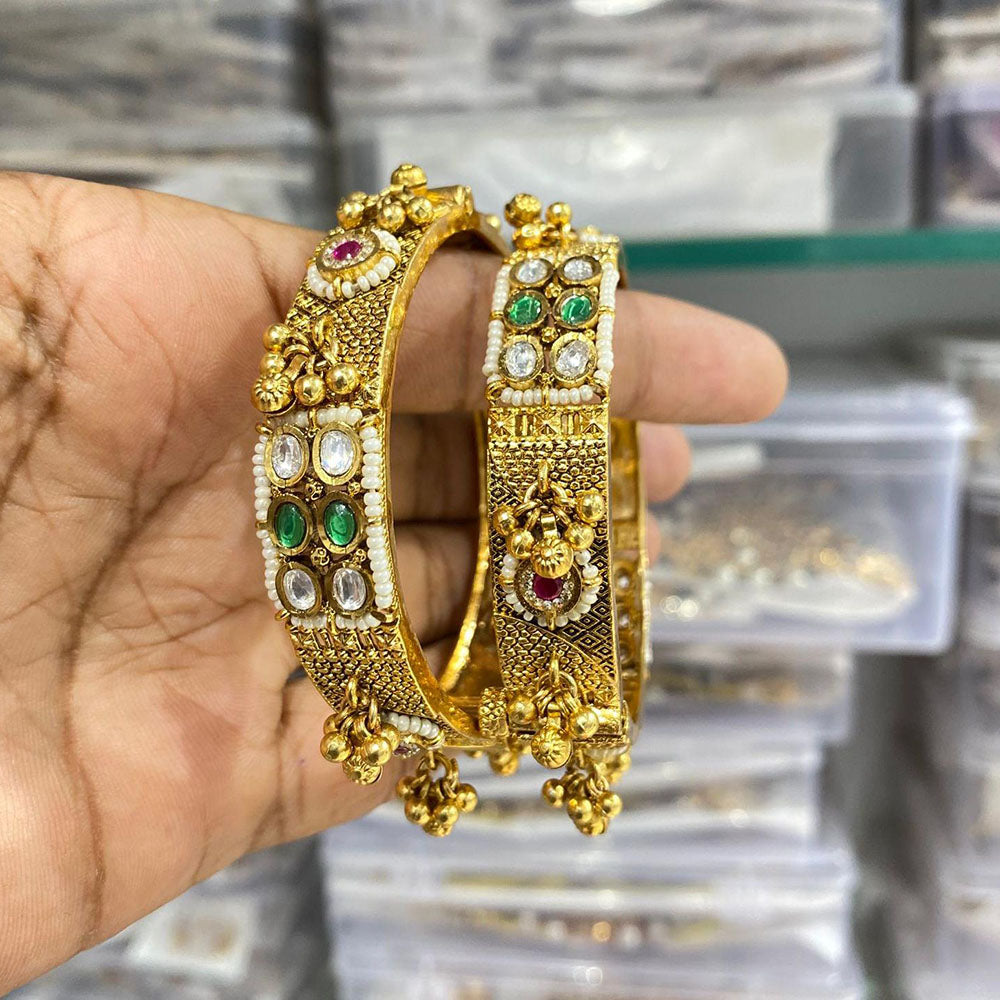 Manisha Jewellery Gold Plated Pota Stone Bangles Set