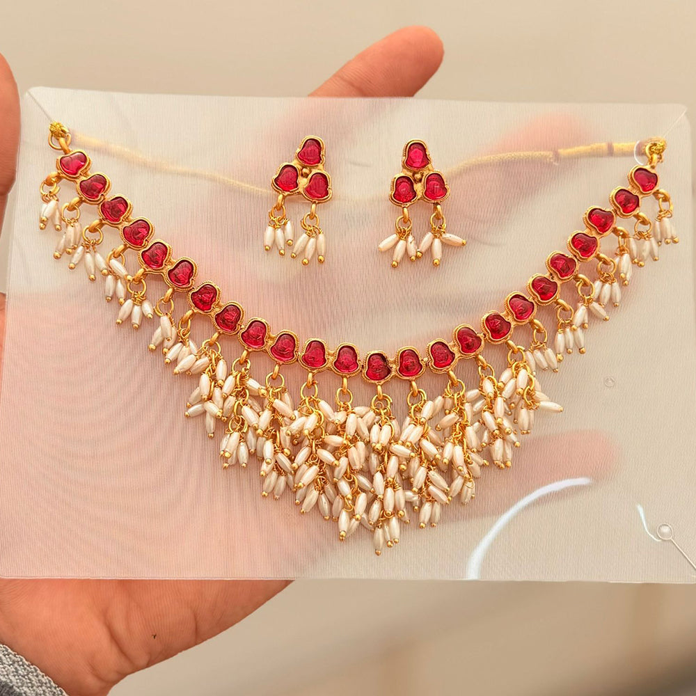 Manisha Jewellery Royal Pota Stone And Pearl Necklace Set
