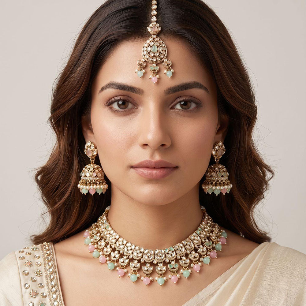 Manisha Jewellery Trendy Kundan Stone And Pearl Choker Necklace Set