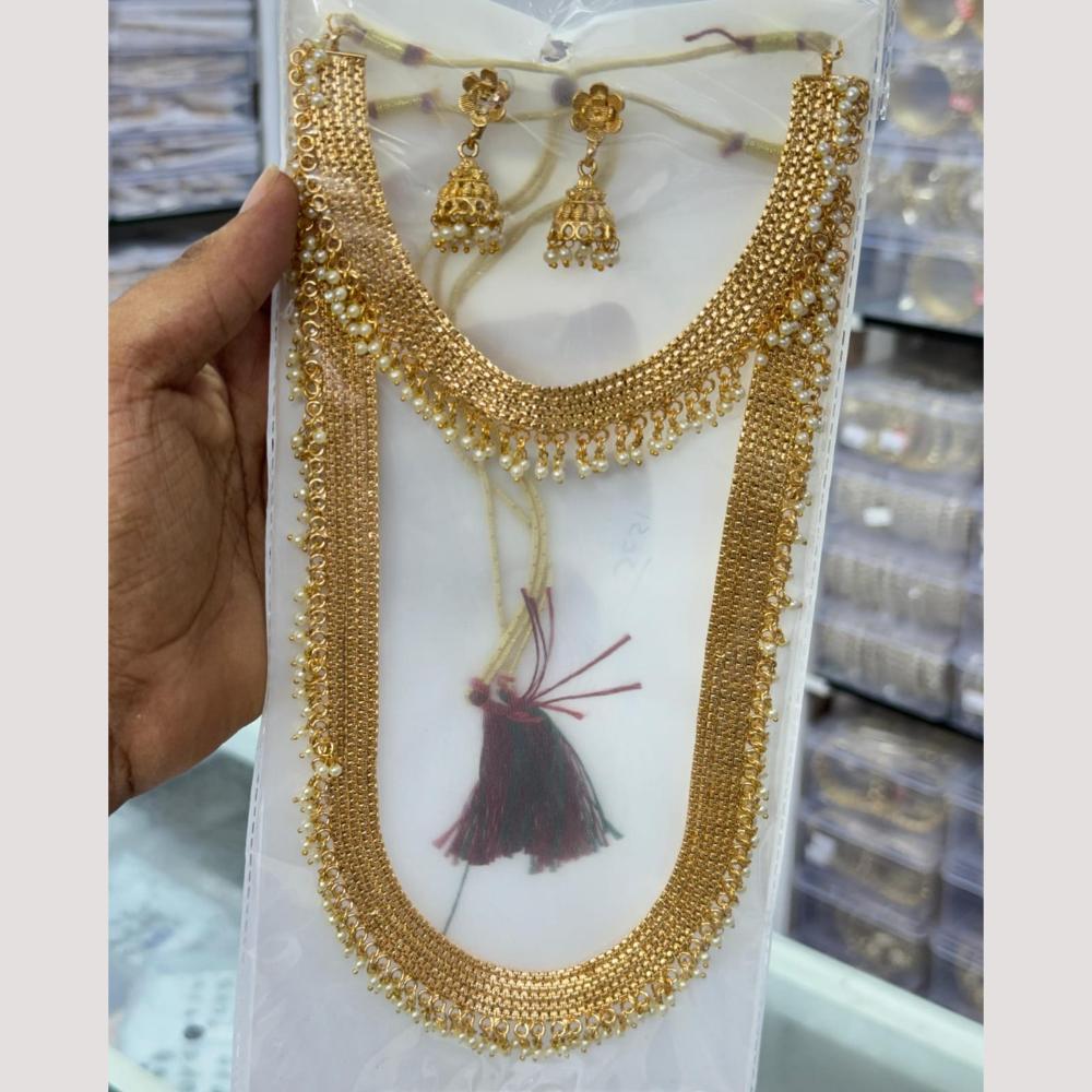 Manisha Jewellery Gold Plated Luxury Pearl Double Necklace Set