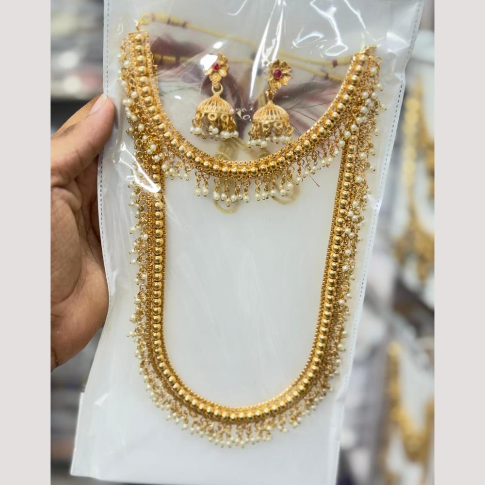 Manisha Jewellery Luxury Pota Stone And Pearl Double Necklace Set